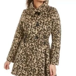 NWT Madden Women's Dram Skirted Coat,leopard small